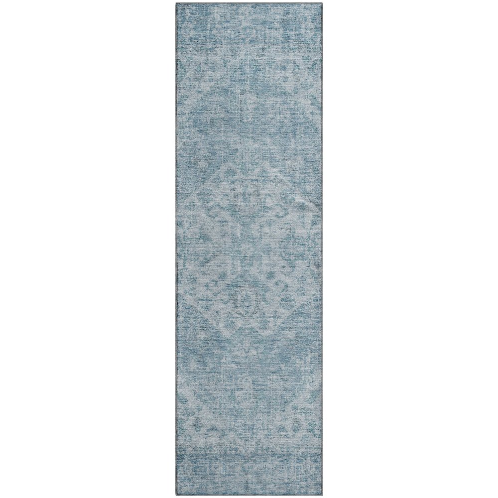 Premium Machine Washable Mayfield AMF1104 Sky 2'3" x 7'6" Runner Rug. Picture 1