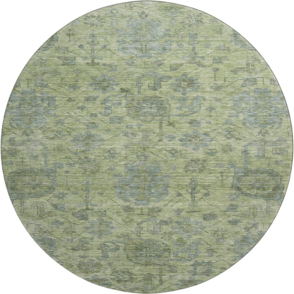 Premium Machine Washable Mayfield AMF1105 Aloe 8' x 8' Round Rug. Picture 1
