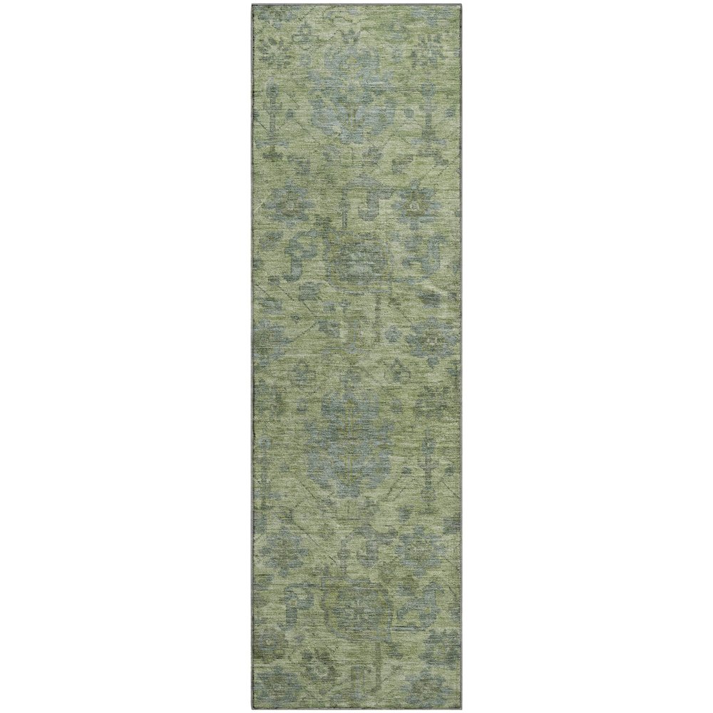 Premium Machine Washable Mayfield AMF1105 Aloe 2'3" x 7'6" Runner Rug. Picture 1