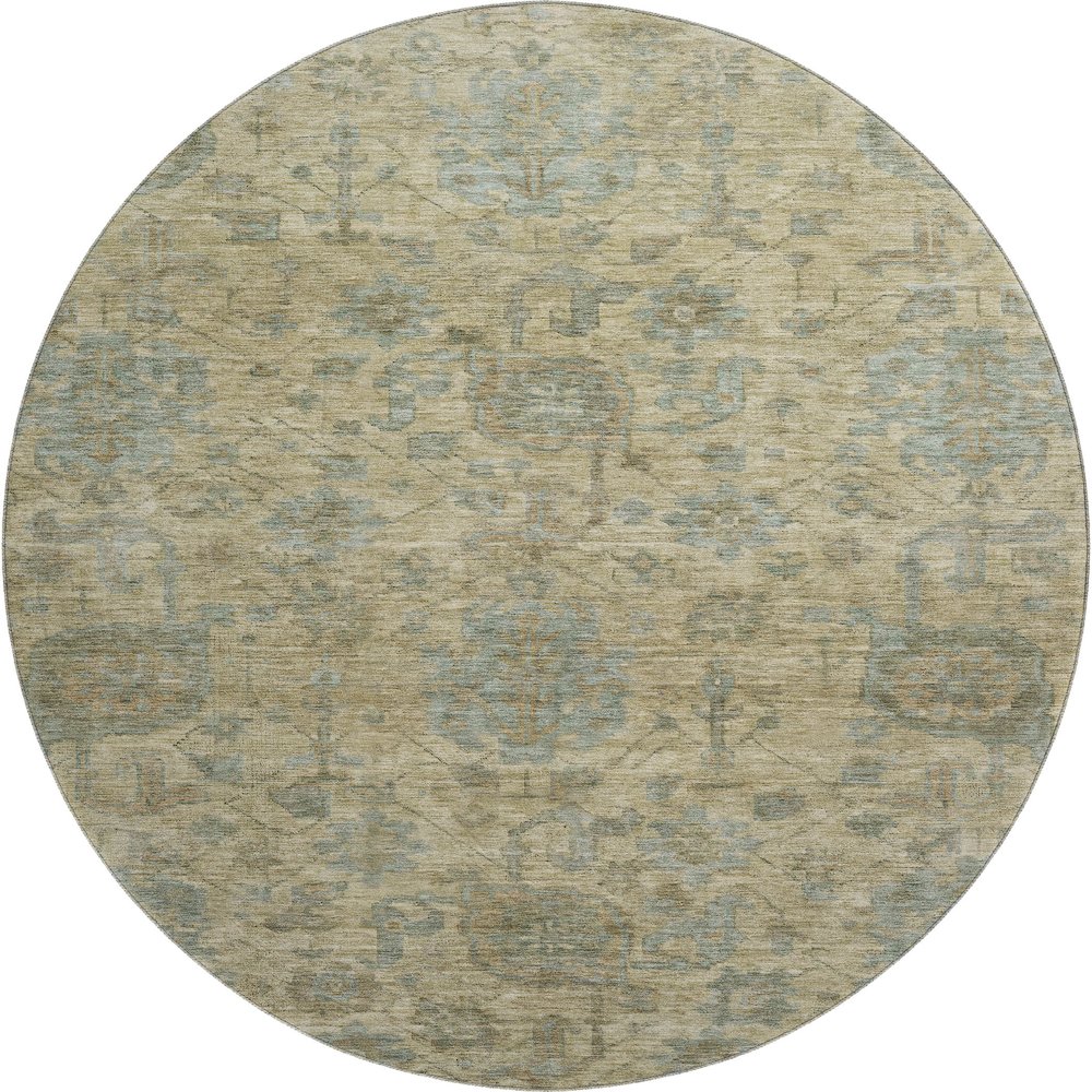 Premium Machine Washable Mayfield AMF1105 Beige 8' x 8' Round Rug. Picture 1