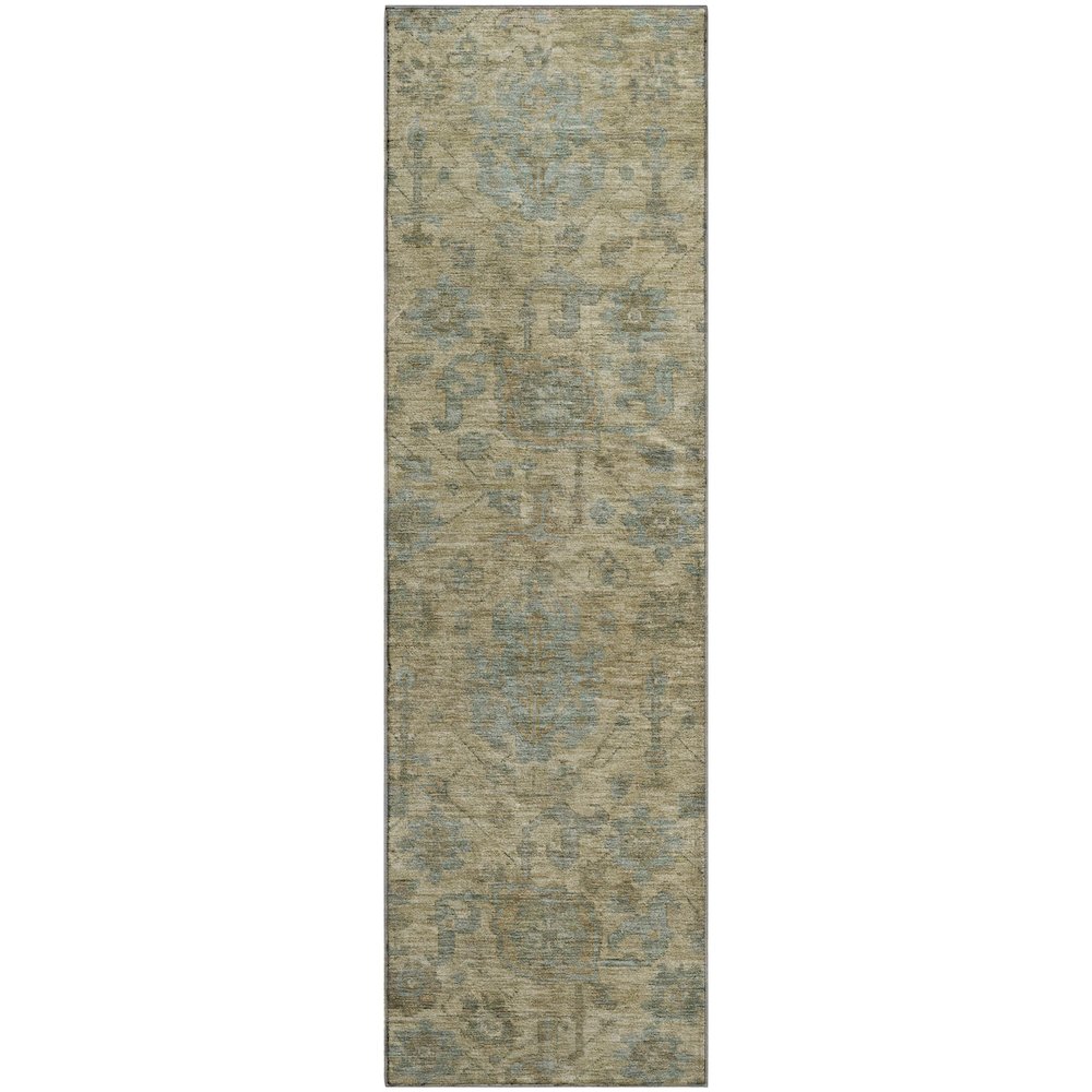 Premium Machine Washable Mayfield AMF1105 Beige 2'3" x 7'6" Runner Rug. Picture 1