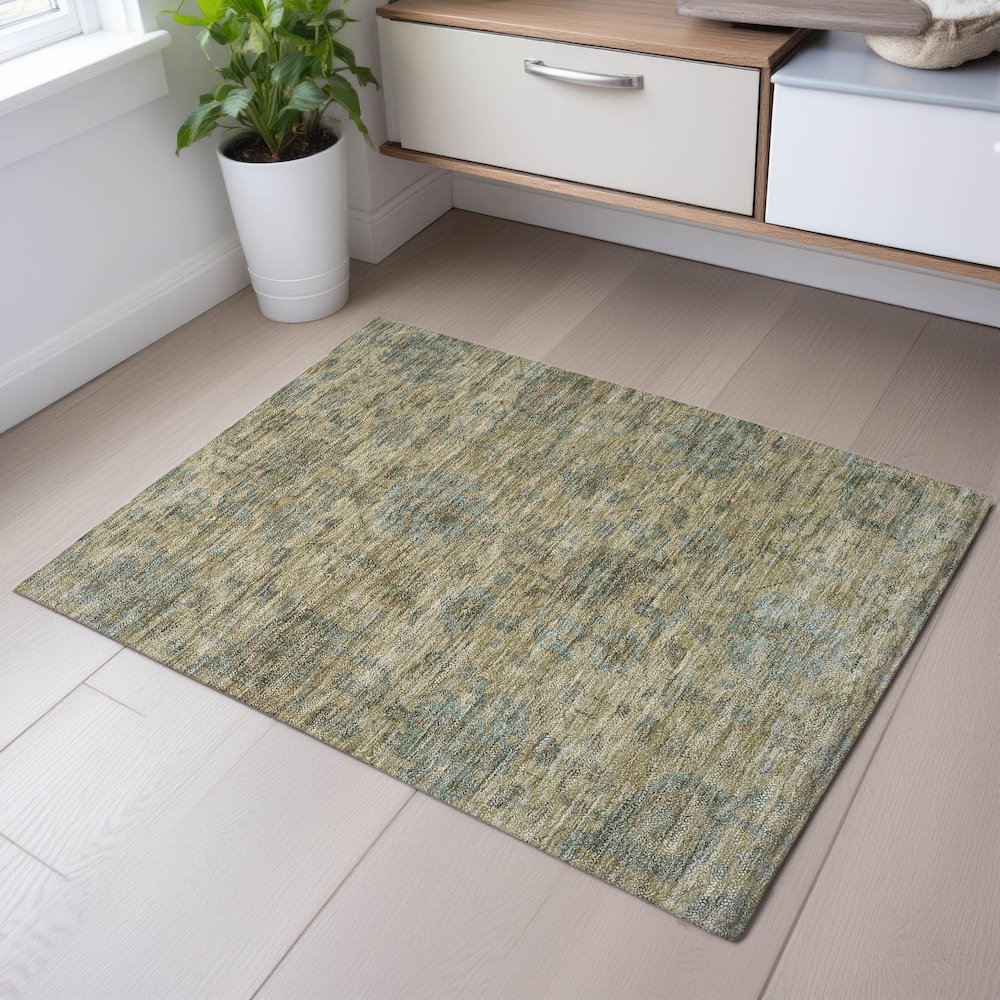 Premium Machine Washable Mayfield AMF1105 Beige 1'8" x 2'6" Rug. Picture 5