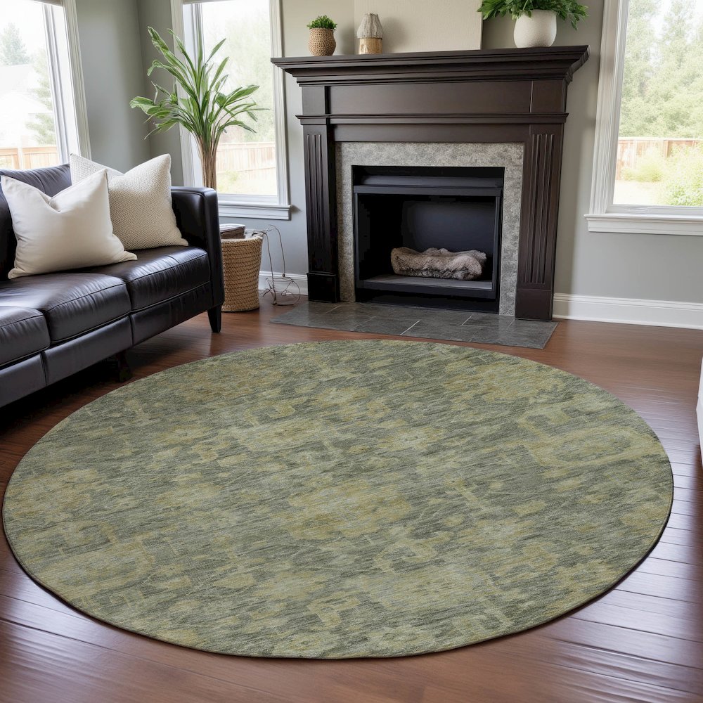 Premium Machine Washable Mayfield AMF1105 Sage 8' x 8' Round Rug. Picture 5