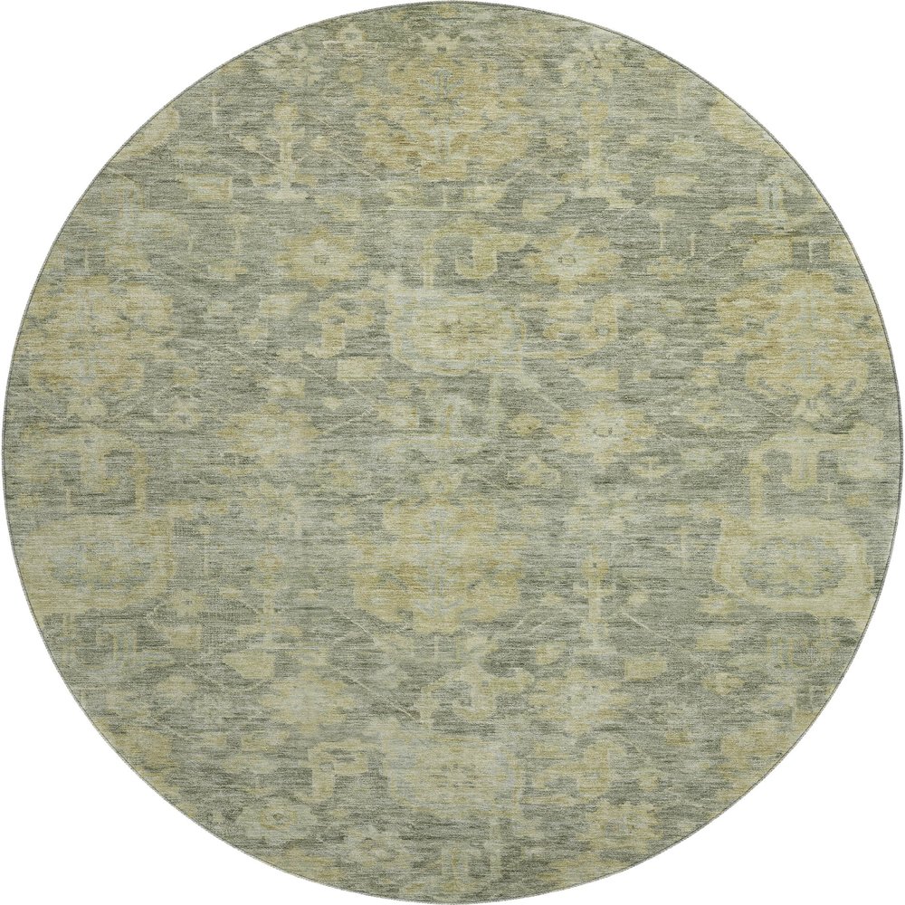 Premium Machine Washable Mayfield AMF1105 Sage 8' x 8' Round Rug. Picture 1