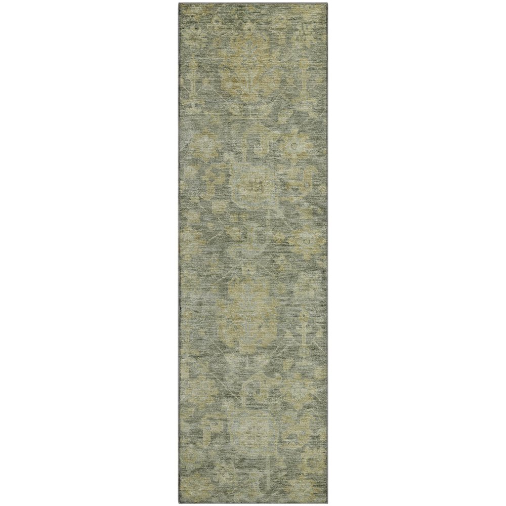 Premium Machine Washable Mayfield AMF1105 Sage 2'3" x 7'6" Runner Rug. Picture 1