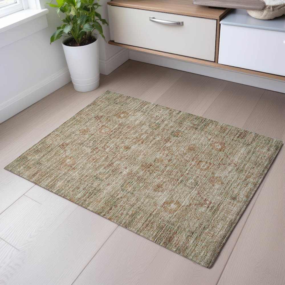 Premium Machine Washable Mayfield AMF1106 Beige 1'8" x 2'6" Rug. Picture 5
