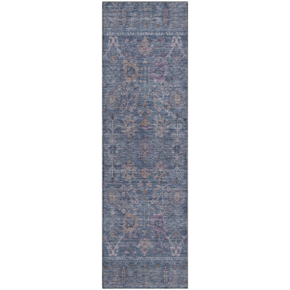 Premium Machine Washable Mayfield AMF1106 Blue 2'3" x 7'6" Runner Rug. Picture 1