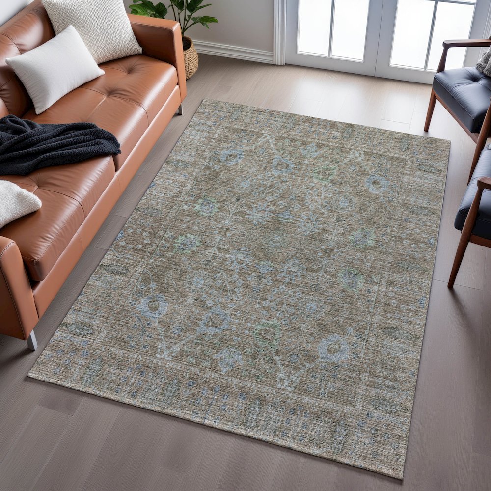 Premium Machine Washable Mayfield AMF1106 Brown 2'6" x 3'10" Rug. Picture 6