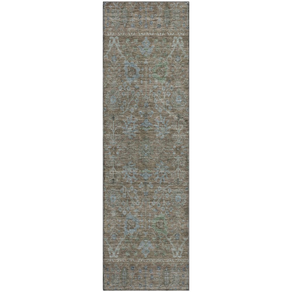 Premium Machine Washable Mayfield AMF1106 Brown 2'3" x 7'6" Runner Rug. Picture 1