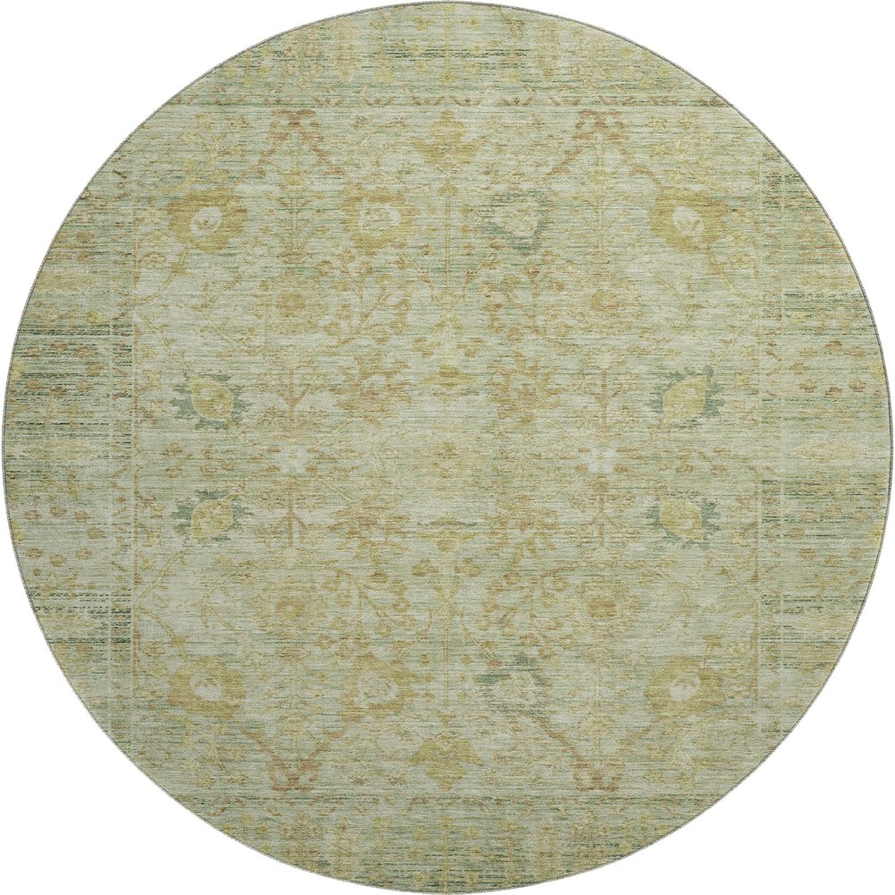 Premium Machine Washable Mayfield AMF1106 Sage 8' x 8' Round Rug. Picture 1