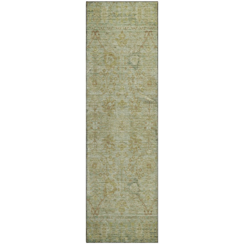Premium Machine Washable Mayfield AMF1106 Sage 2'3" x 7'6" Runner Rug. Picture 1