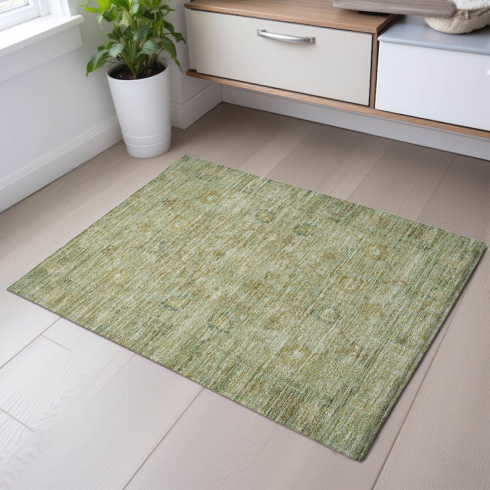 Premium Machine Washable Mayfield AMF1106 Sage 1'8" x 2'6" Rug. Picture 5