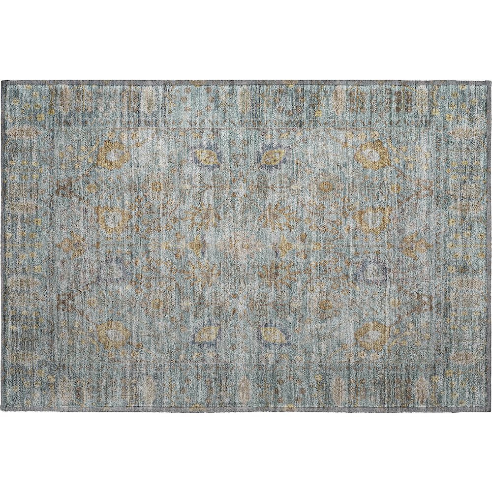 Premium Machine Washable Mayfield AMF1106 Teal 1'8" x 2'6" Rug. Picture 1