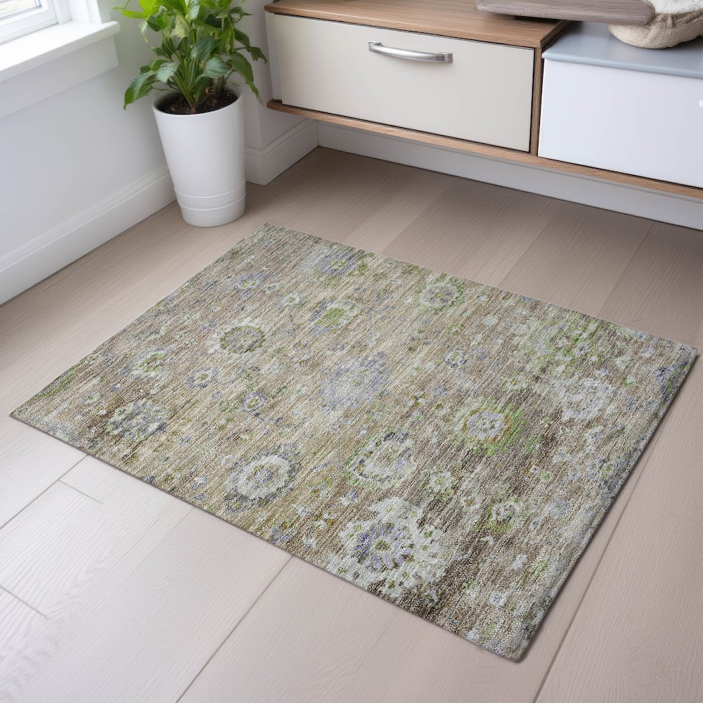 Premium Machine Washable Mayfield AMF1107 Beige 1'8" x 2'6" Rug. Picture 5