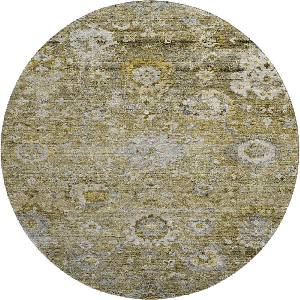 Premium Machine Washable Mayfield AMF1107 Brown 8' x 8' Round Rug. Picture 1