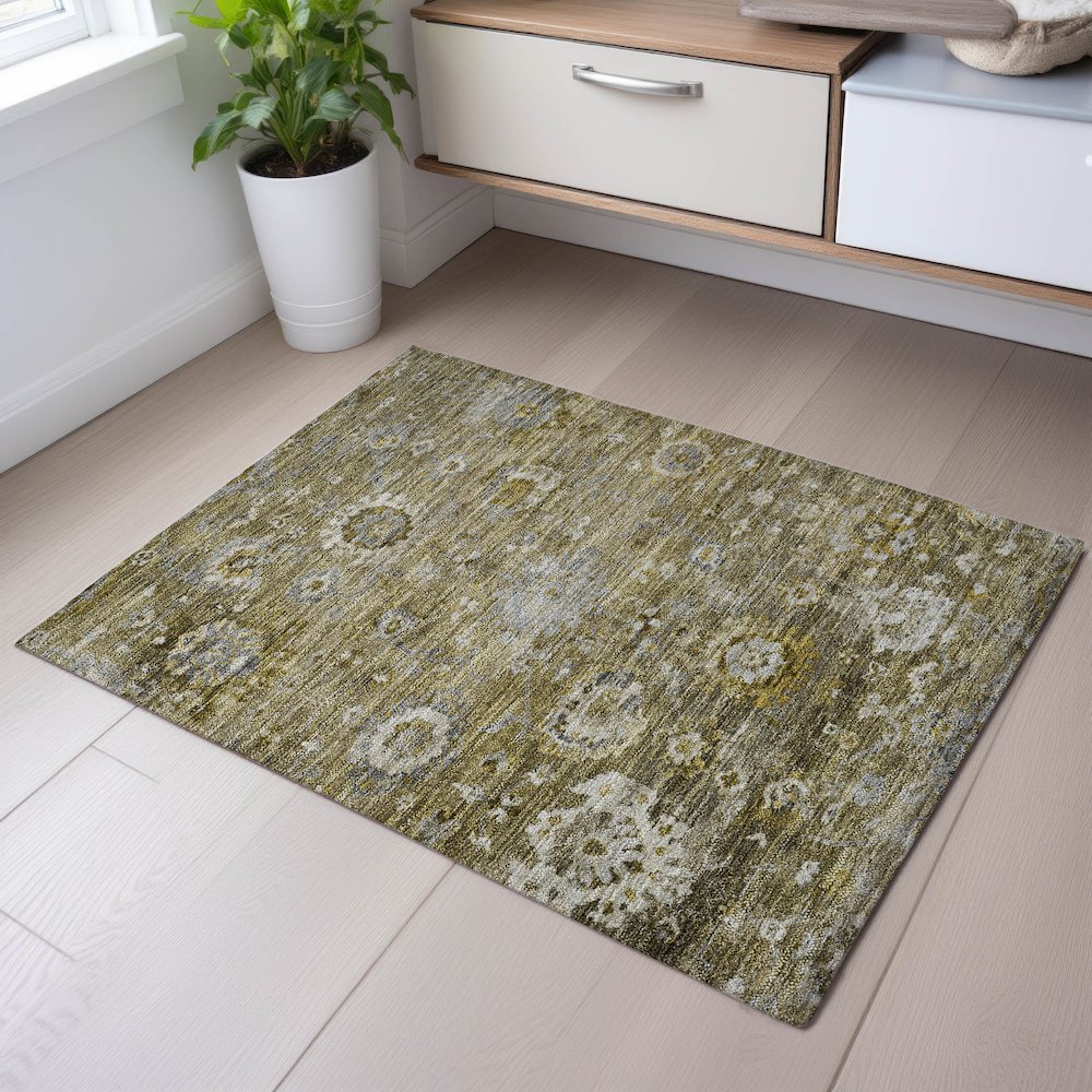 Premium Machine Washable Mayfield AMF1107 Brown 1'8" x 2'6" Rug. Picture 5