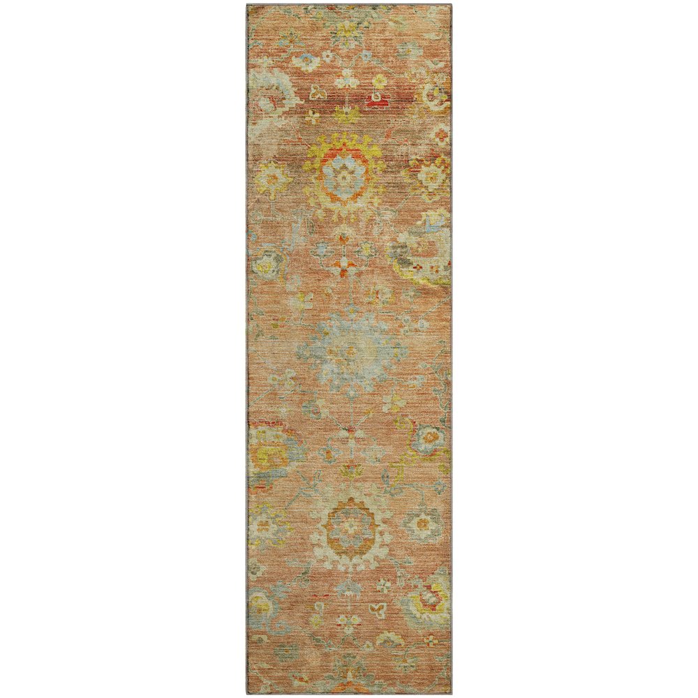 Premium Machine Washable Mayfield AMF1107 Coral 2'3" x 7'6" Runner Rug. Picture 1