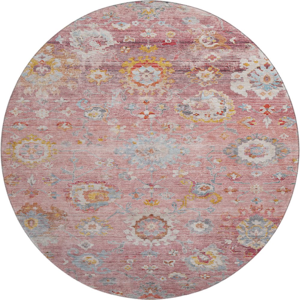 Premium Machine Washable Mayfield AMF1107 Pink 8' x 8' Round Rug. Picture 1
