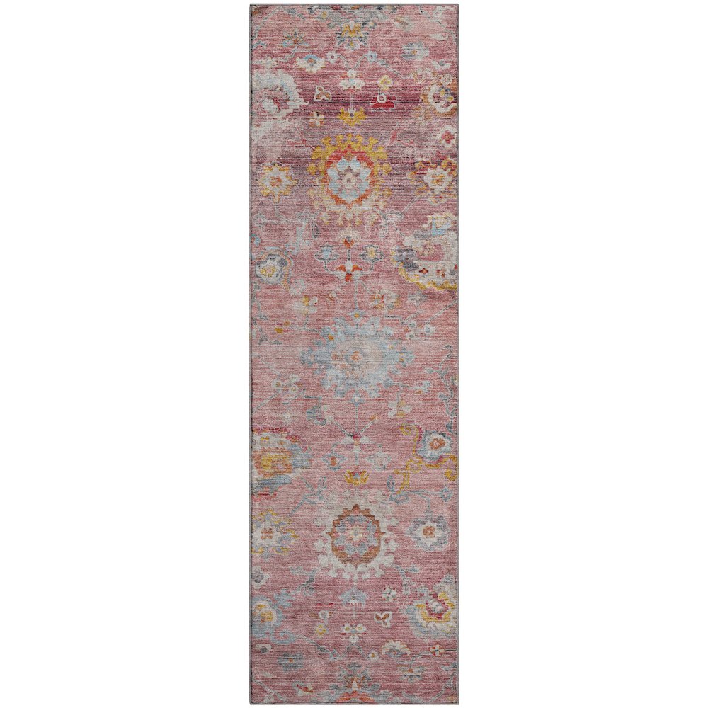 Premium Machine Washable Mayfield AMF1107 Pink 2'3" x 7'6" Runner Rug. Picture 1
