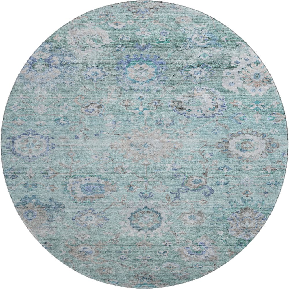 Premium Machine Washable Mayfield AMF1107 Seafoam 8' x 8' Round Rug. Picture 1