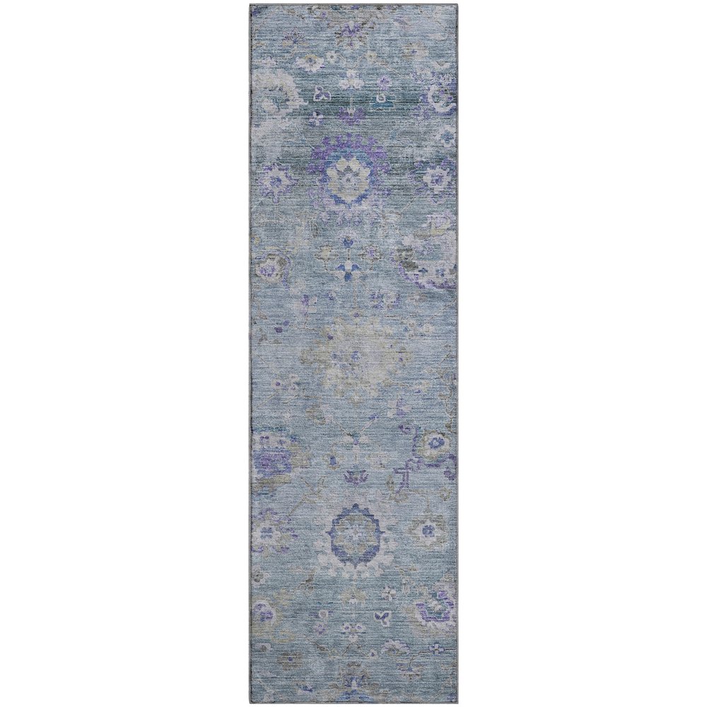 Premium Machine Washable Mayfield AMF1107 Sky 2'3" x 7'6" Runner Rug. Picture 1