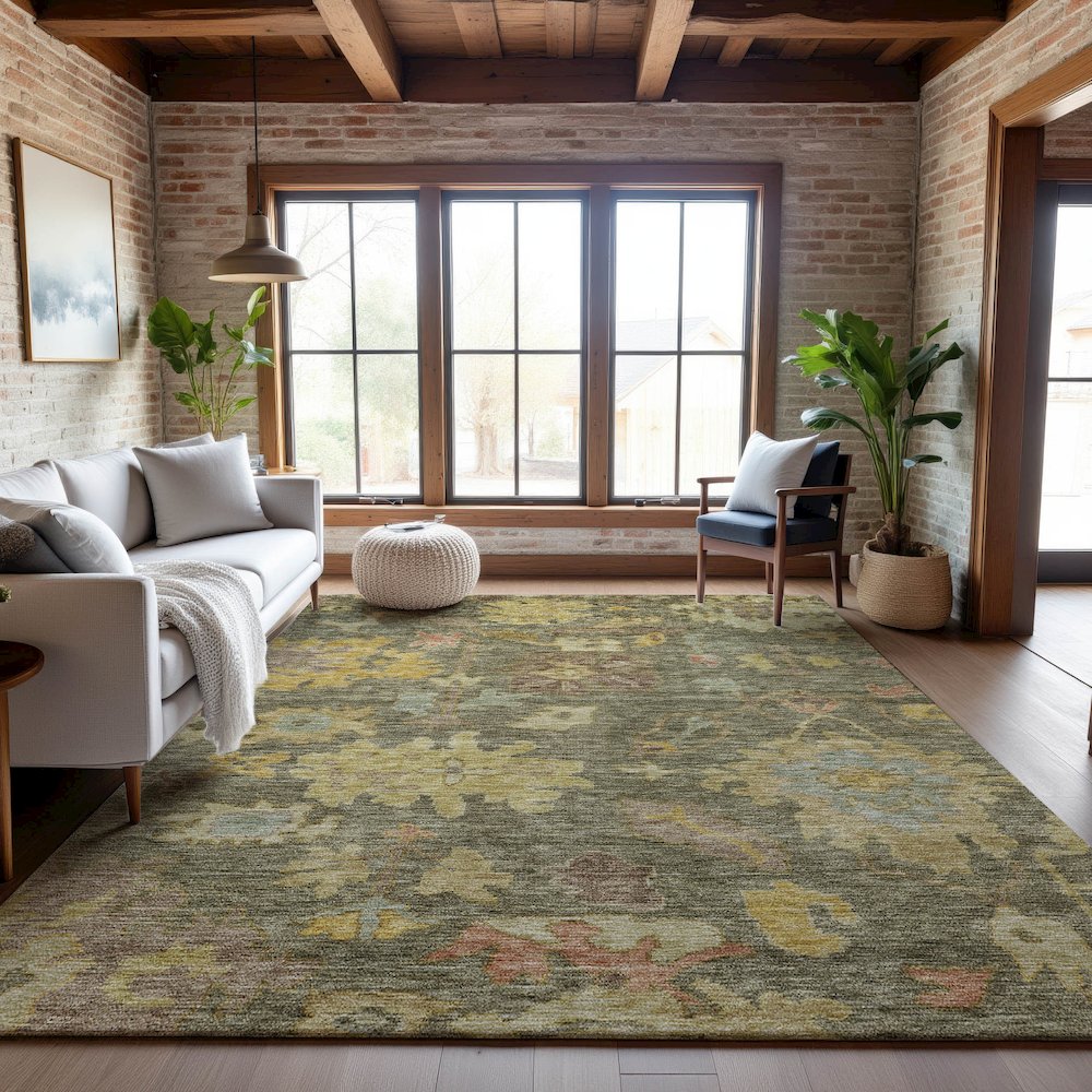 Premium Machine Washable Mayfield AMF1108 Aloe 2'6" x 3'10" Rug. Picture 5