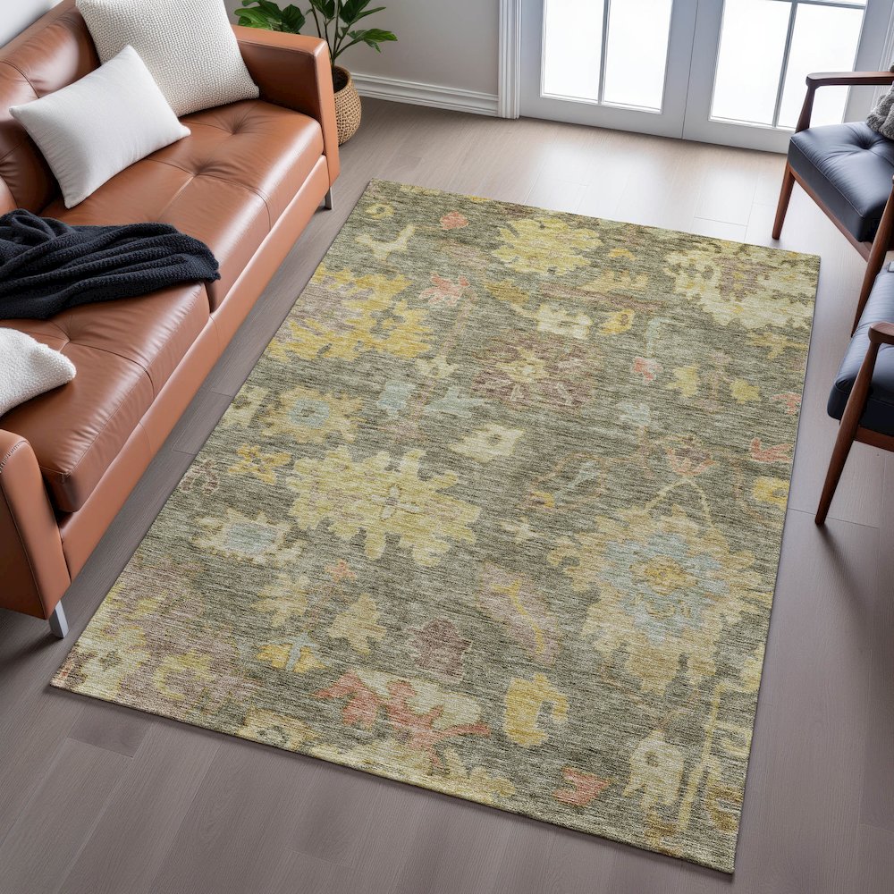 Premium Machine Washable Mayfield AMF1108 Aloe 2'6" x 3'10" Rug. Picture 6