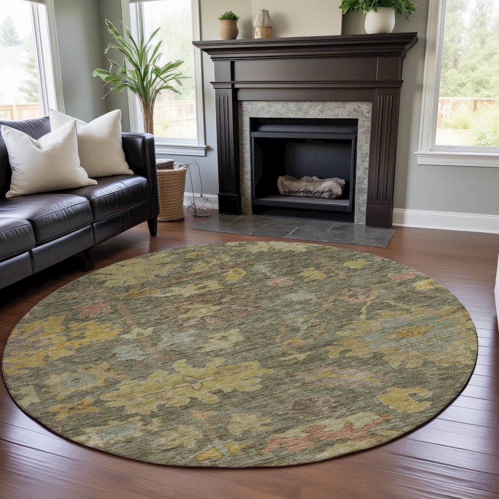 Premium Machine Washable Mayfield AMF1108 Aloe 8' x 8' Round Rug. Picture 5