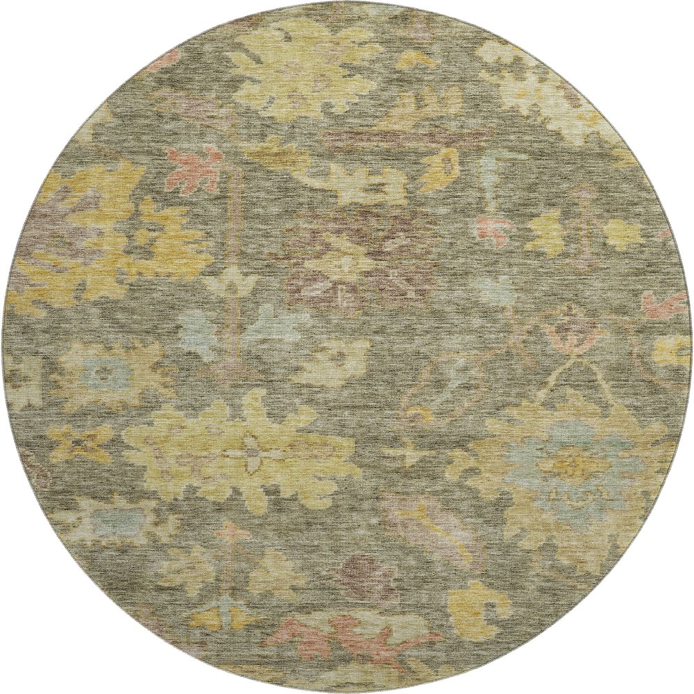 Premium Machine Washable Mayfield AMF1108 Aloe 8' x 8' Round Rug. Picture 1