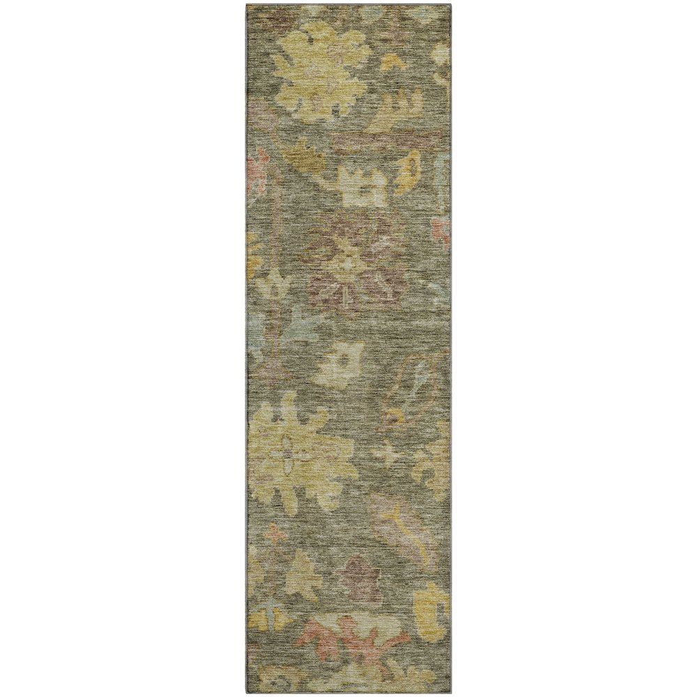 Premium Machine Washable Mayfield AMF1108 Aloe 2'3" x 7'6" Runner Rug. Picture 1