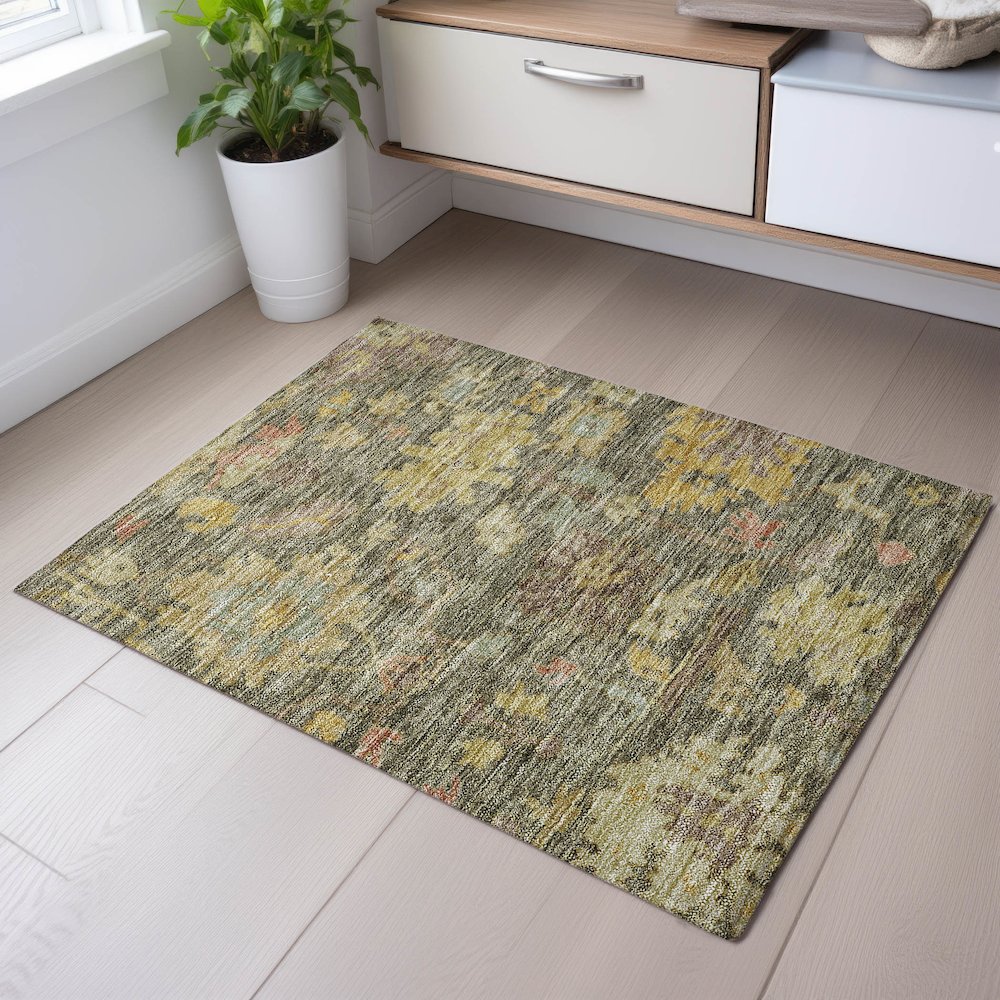 Premium Machine Washable Mayfield AMF1108 Aloe 1'8" x 2'6" Rug. Picture 5