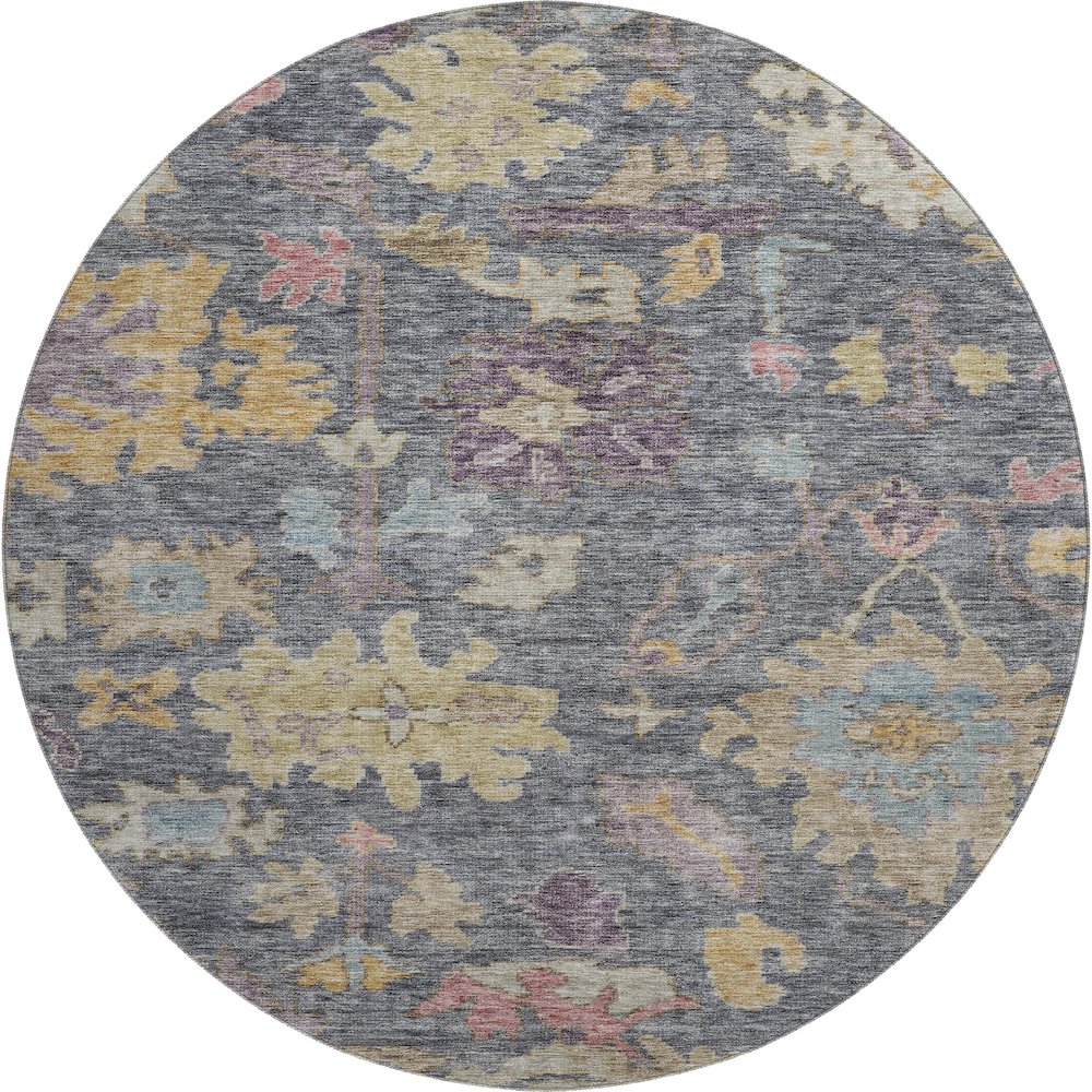 Premium Machine Washable Mayfield AMF1108 Blue 8' x 8' Round Rug. Picture 1