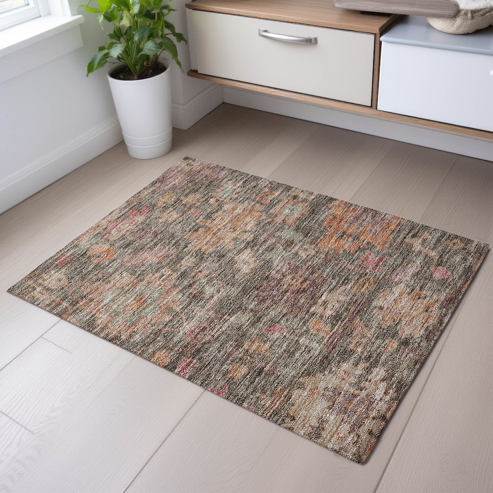 Premium Machine Washable Mayfield AMF1108 Brown 1'8" x 2'6" Rug. Picture 5