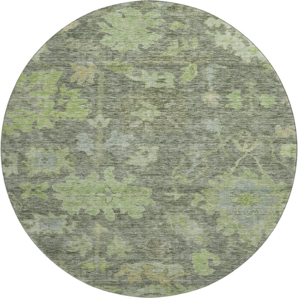 Premium Machine Washable Mayfield AMF1108 Fern 8' x 8' Round Rug. Picture 1
