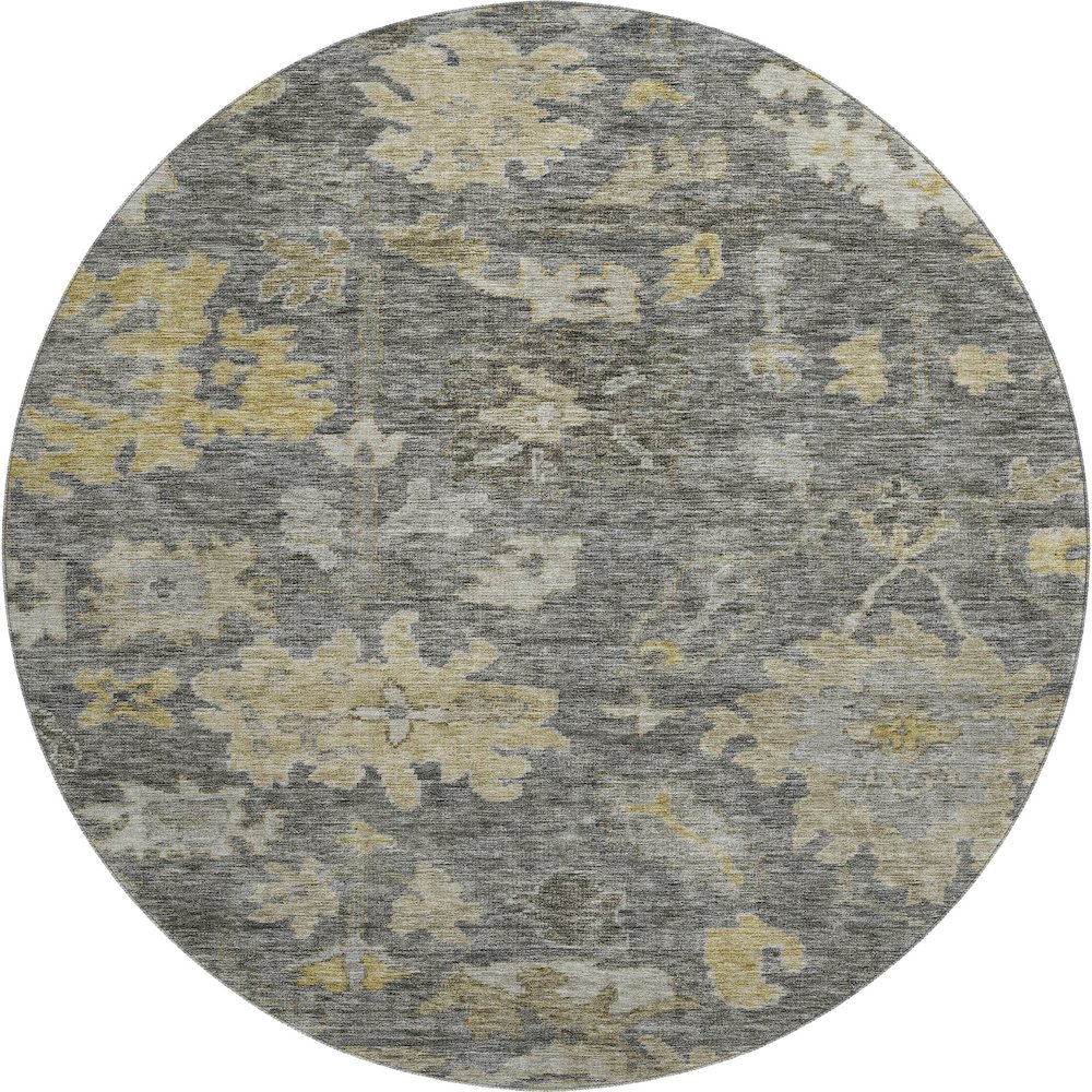 Premium Machine Washable Mayfield AMF1108 Gray 8' x 8' Round Rug. Picture 1