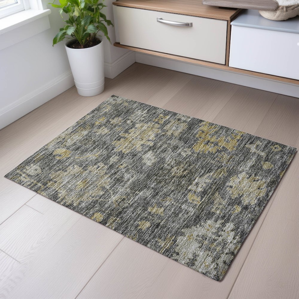 Premium Machine Washable Mayfield AMF1108 Gray 1'8" x 2'6" Rug. Picture 5