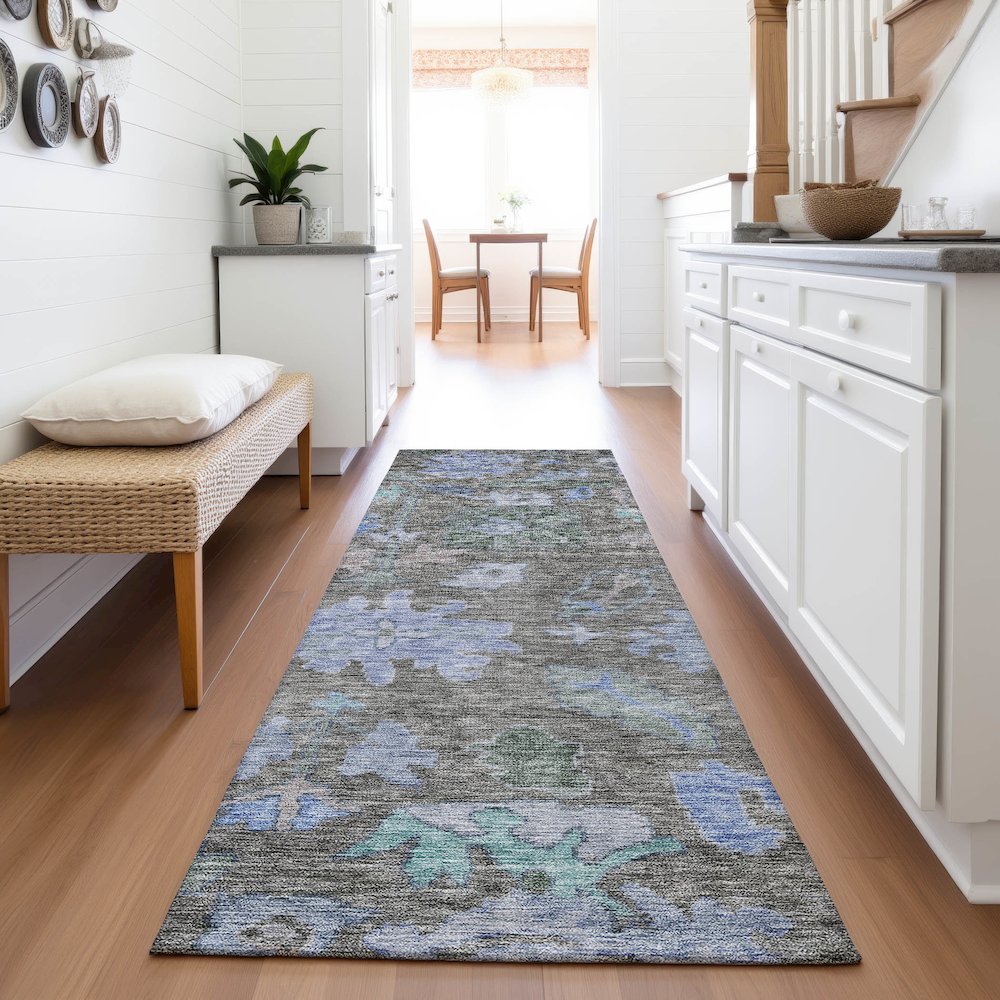 Premium Machine Washable Mayfield AMF1108 Taupe 2'3" x 7'6" Runner Rug. Picture 5