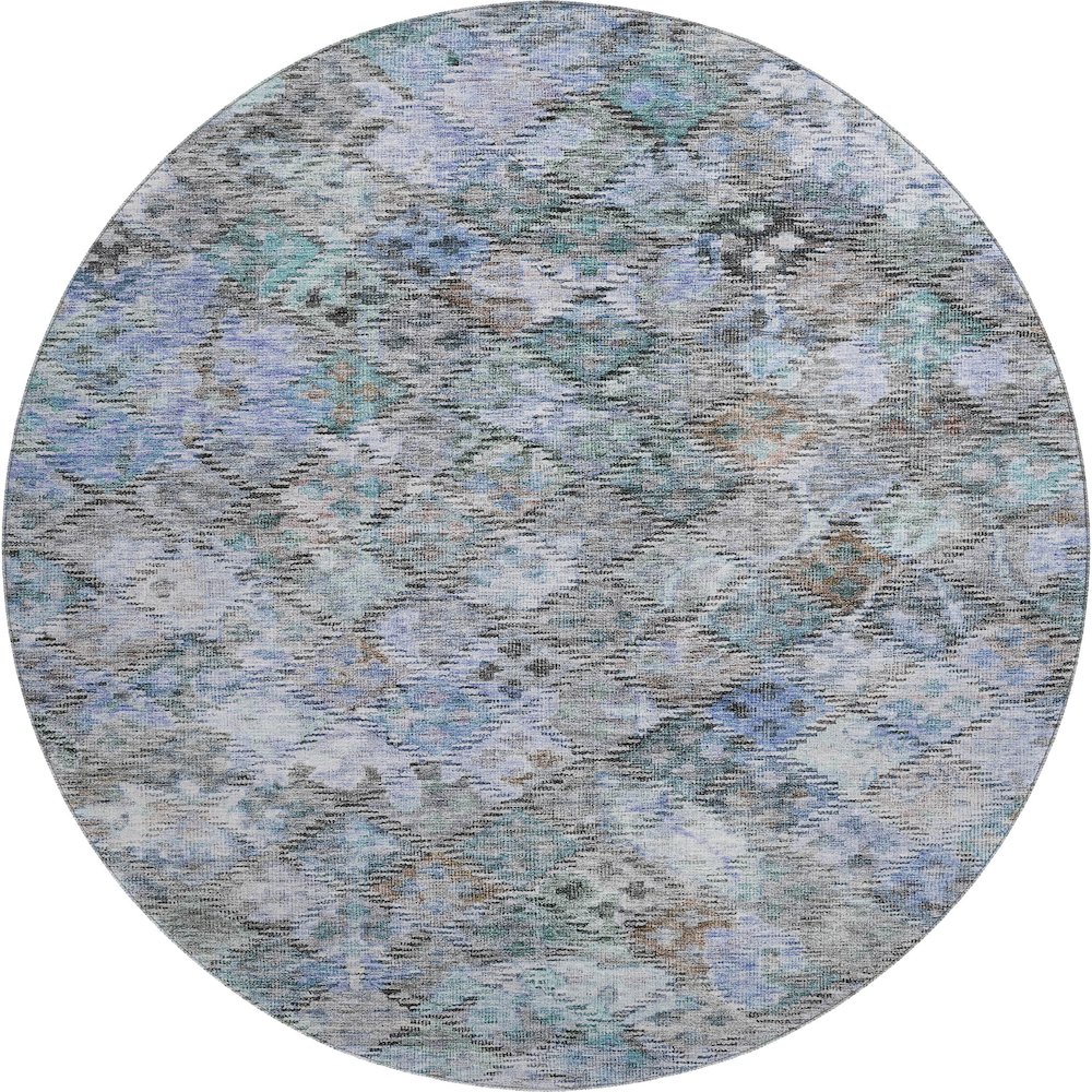 Premium Machine Washable Mayfield AMF1109 Blue 8' x 8' Round Rug. Picture 1