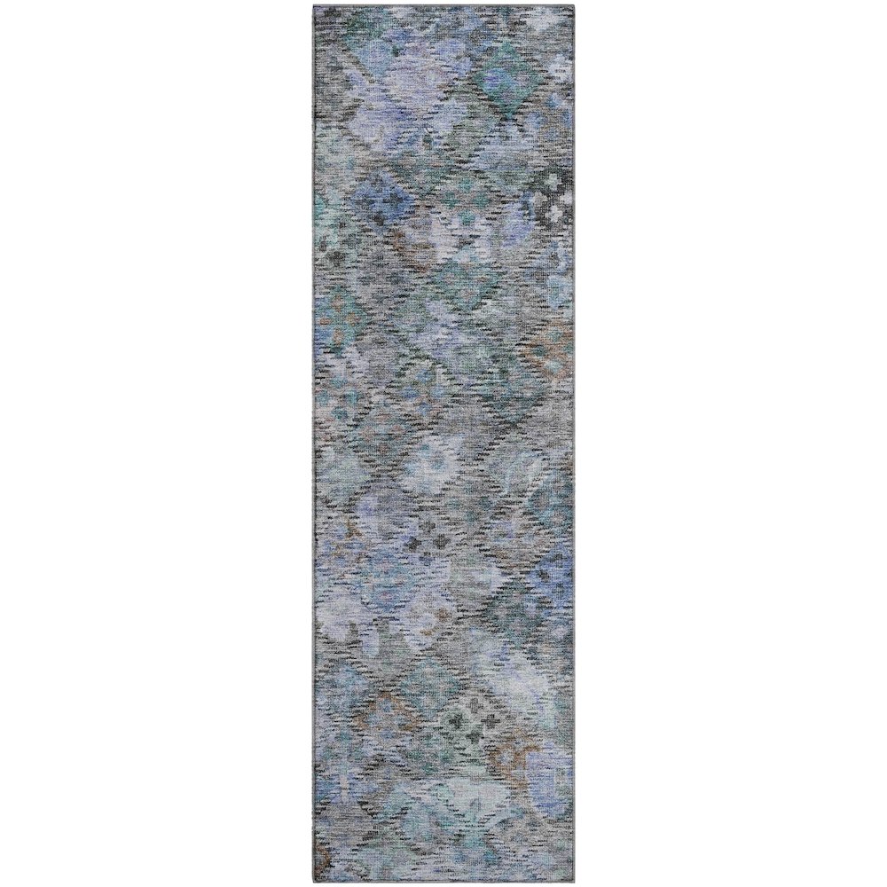 Premium Machine Washable Mayfield AMF1109 Blue 2'3" x 7'6" Runner Rug. Picture 1