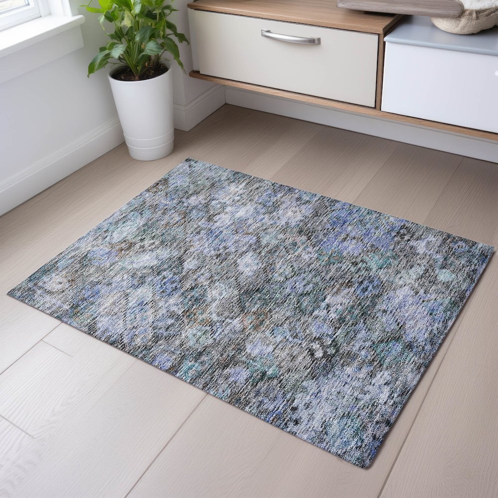 Premium Machine Washable Mayfield AMF1109 Blue 1'8" x 2'6" Rug. Picture 5