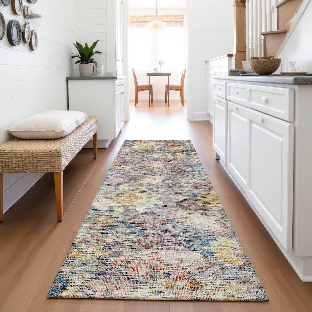 Premium Machine Washable Mayfield AMF1109 Gold 2'3" x 7'6" Runner Rug. Picture 5