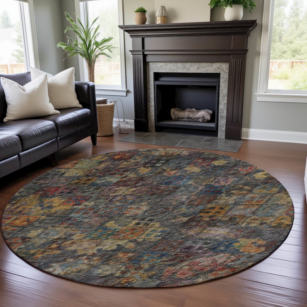 Premium Machine Washable Mayfield AMF1109 Gray 8' x 8' Round Rug. Picture 5