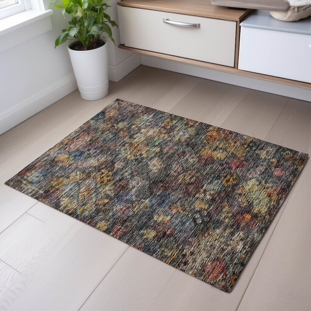 Premium Machine Washable Mayfield AMF1109 Gray 1'8" x 2'6" Rug. Picture 5