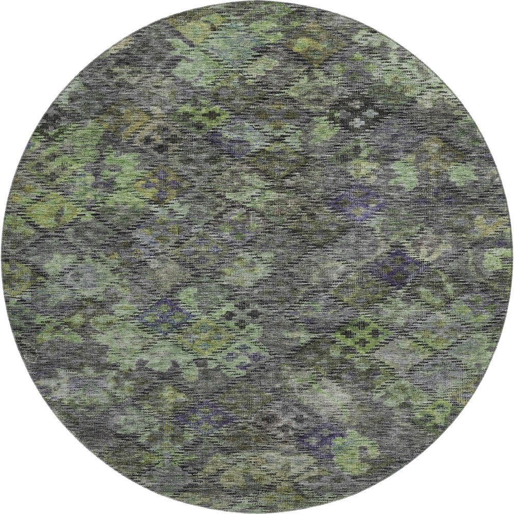 Premium Machine Washable Mayfield AMF1109 Green 8' x 8' Round Rug. Picture 1