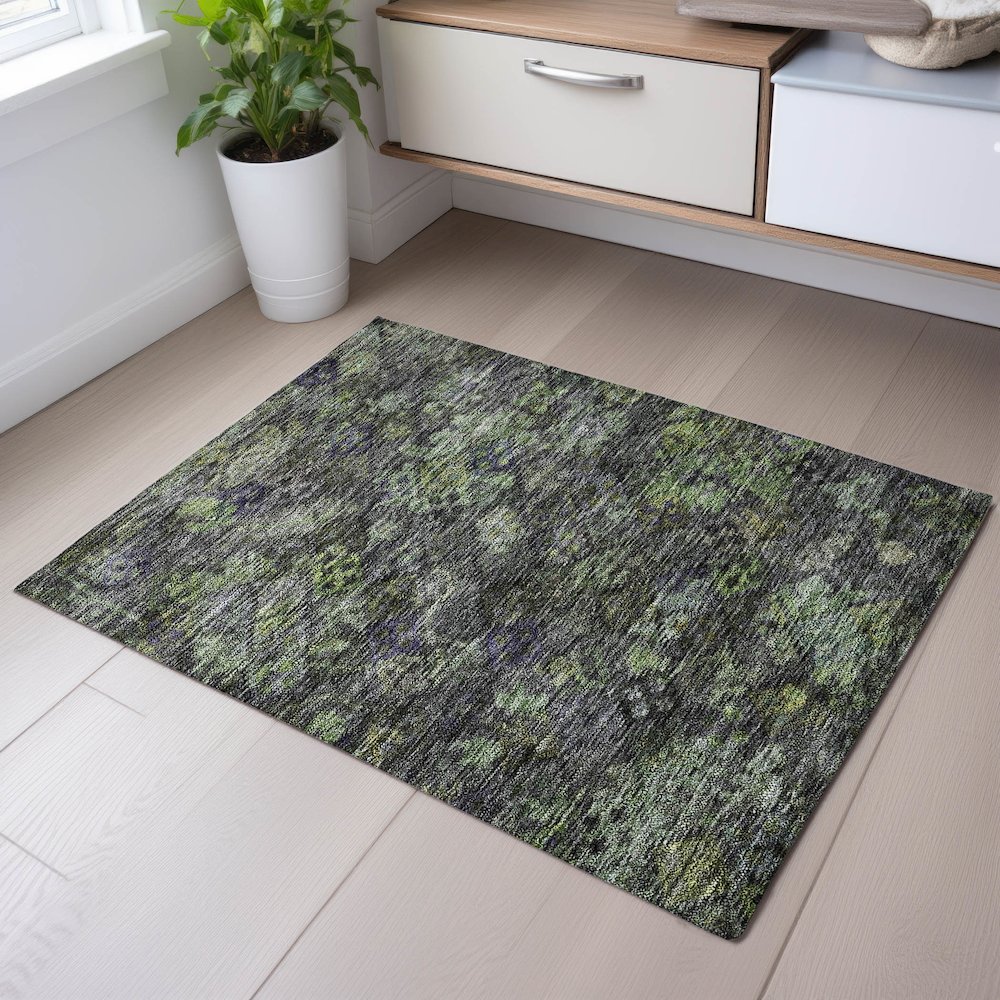 Premium Machine Washable Mayfield AMF1109 Green 1'8" x 2'6" Rug. Picture 5