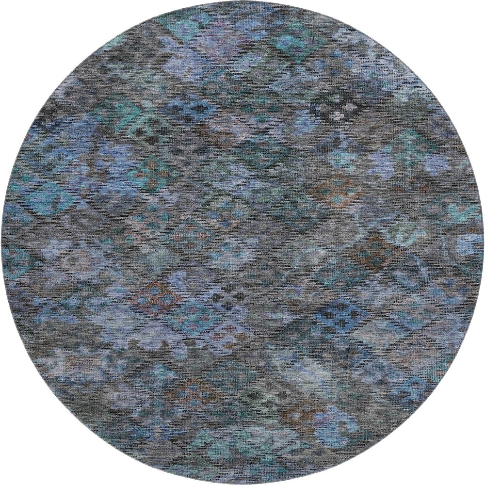 Premium Machine Washable Mayfield AMF1109 Teal 8' x 8' Round Rug. Picture 1