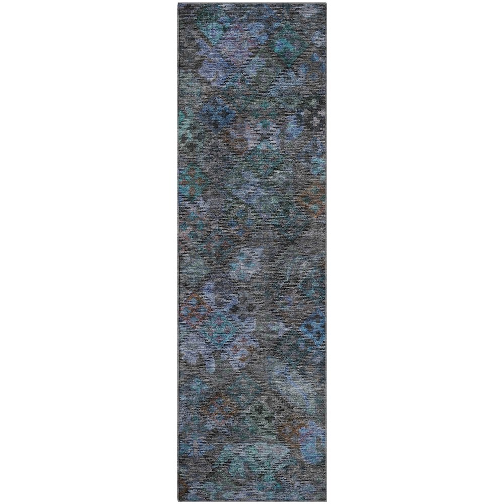 Premium Machine Washable Mayfield AMF1109 Teal 2'3" x 7'6" Runner Rug. Picture 1