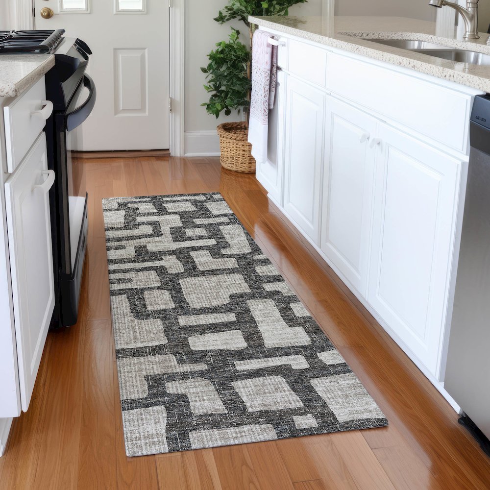 Premium Machine Washable Mayfield  Gray 2'3" x 7'6" Runner Rug. Picture 5