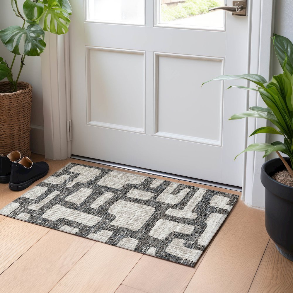 Premium Machine Washable Mayfield  Gray 1'8" x 2'6" Rug. Picture 5