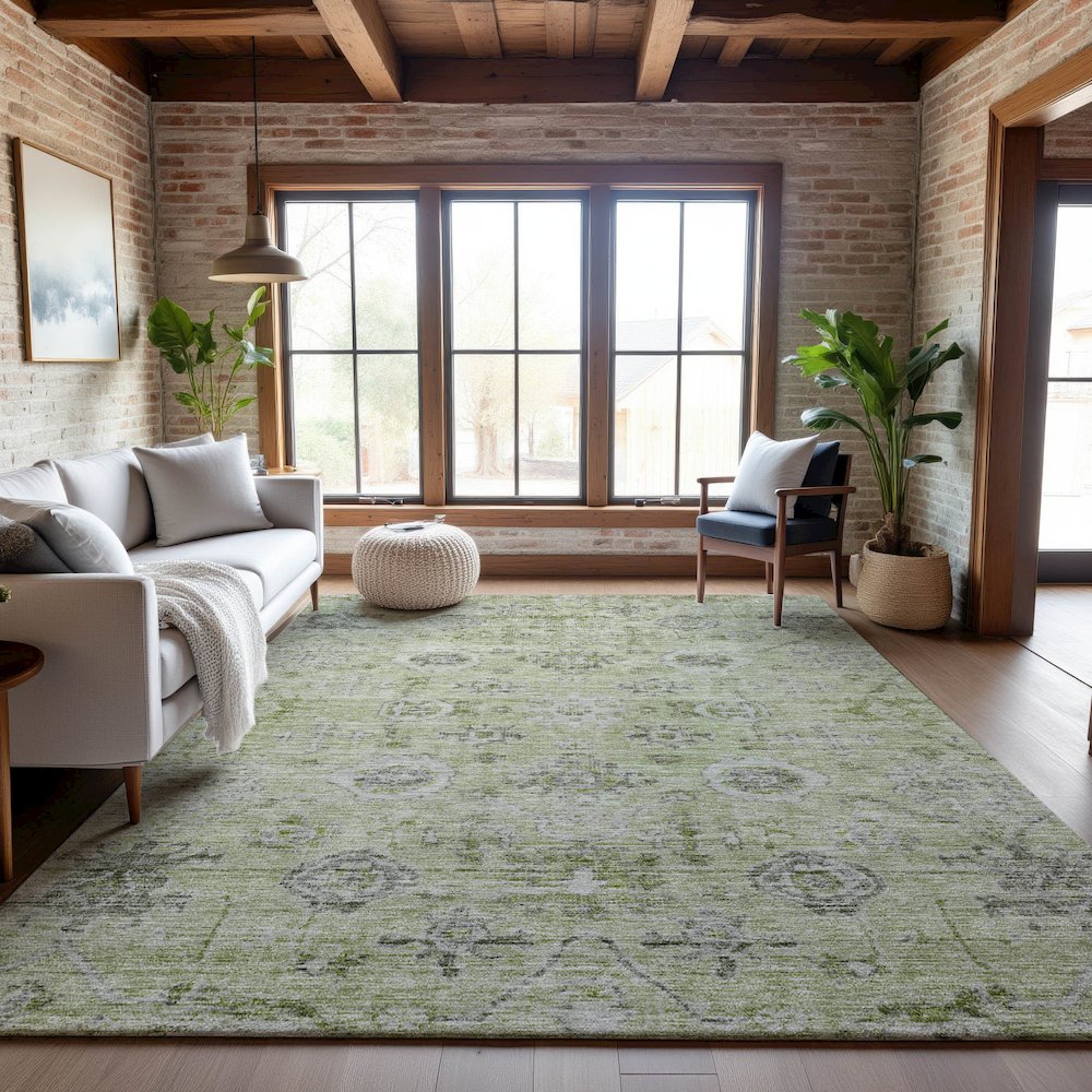 Premium Machine Washable Mayfield AMF1110 Aloe 2'6" x 3'10" Rug. Picture 5
